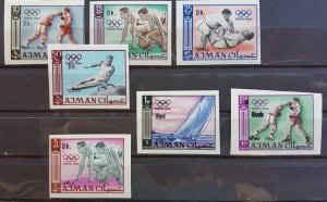 AJMAN 1965 - SCOTT 27-35 - Unused - Imperforate -Tokyo 1964 games - Overprinted