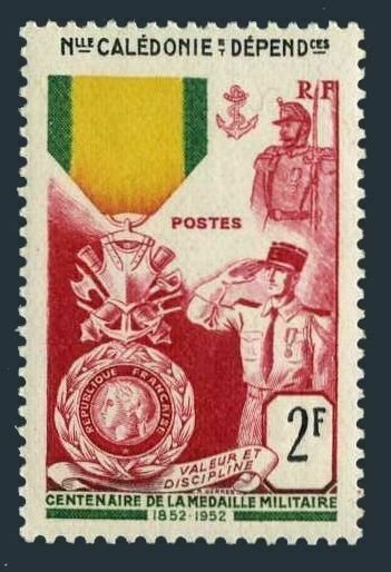 New Caledonia 295,MNH.Michel 350. French Military Medal,centenary,1952.