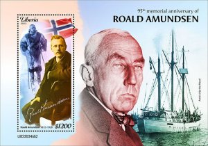 LIBERIA- 2023 - Roald Amundsen - Perf Souv Sheet - Mint Never Hinged