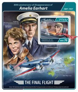 MALDIVES 2017 SHEET AMELIA EARHART AVIATORS mld17406b