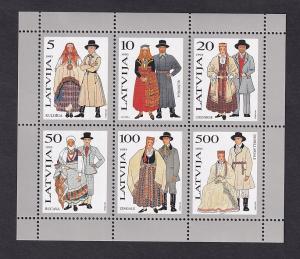 Latvia   #343-348a    MNH  1993  traditional costumes  sheet