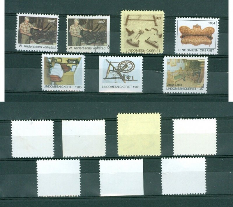 Sweden.1980is  Poster Stamp Lot 7 Seal. MNH+ Cancel. Andersson-Lindome Carpentry