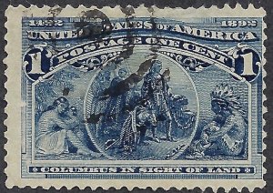 United States #230 1¢ Columbian Exposition (1893). Blue. Used