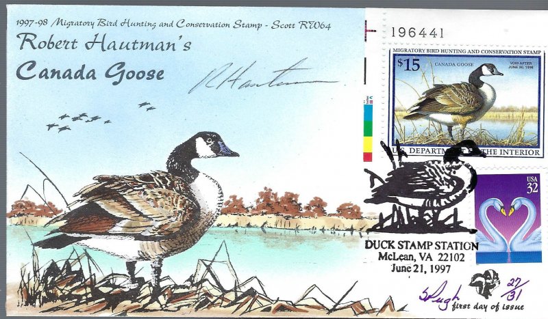 Pugh Designed Hautman's Canada Goose w/ Plate# Selvage...27 of Only 31 c...