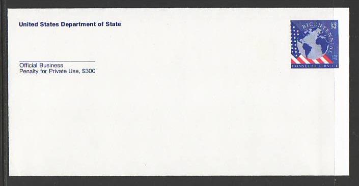 US UO86a Official Department State Postal Envelope Unused 