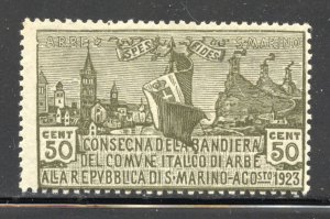 San Marino Scott 82 Unused LHOG - 1923 Italian Flag/Mt Arbe - SCV $0.75