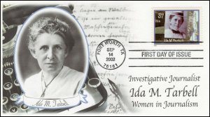 AO-3666, 2002, Women in Journalism, Ida M Tarbell,  FDC, Add-on Cachet, SC 3666