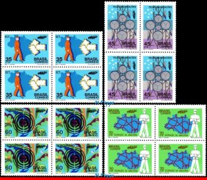 1223-26 BRAZIL 1972 UNIFICATION COMMUNICATION, TELECOM., MI# 1317-20, BLOCK MNH