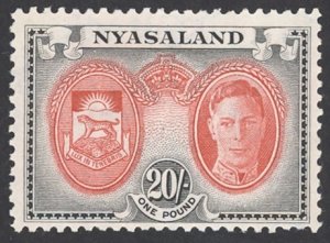 Nyasaland Protectorate Sc# 81 MH 1945 20sh King George VI Definitives