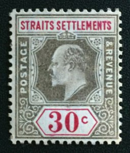 MALAYA 1905 Straits Settlements KEVII 30c MH wmk MCCA SG#134 M4019