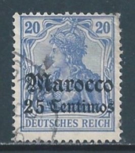 Germany Offices in Morocco #23 Used 20pf Germania Issue Ovptd. Marocco & Su...