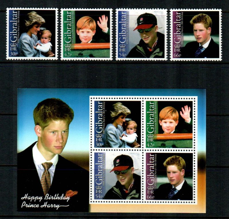 Gibraltar 2002  # Prince Harry  Sheet & set MNH # 903-916a