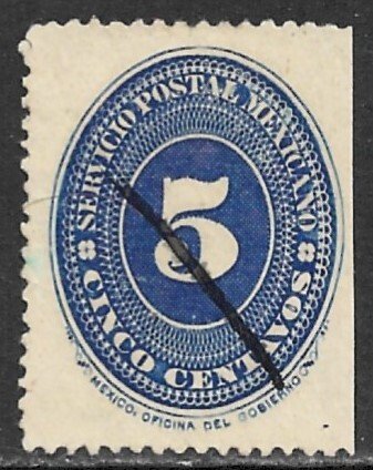 MEXICO 1886 5c Blue NUMERAL Issue Sc 178a Used