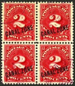 CANAL ZONE #J2 USED BLOCK OF 4