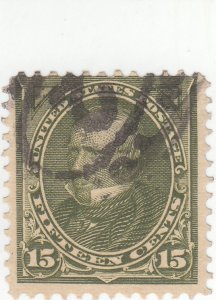 Scott # 284 - 15c Olive Green - Clay- Used - SCV - $13.00