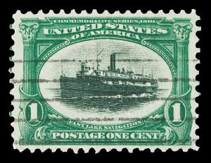 Scott 294 1901 1c Green & Black Pan-American Issue Used XF Lightly Canceled