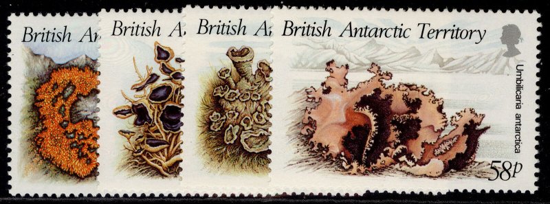 BRITISH ANTARCTIC TERRITORY QEII SG167-170, 1989 Lichens set, NH MINT.