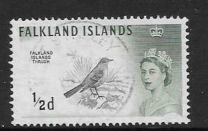 FALKLAND ISLANDS SG193 ½d BLACK & MYRTLE - GREEN  FINE USED