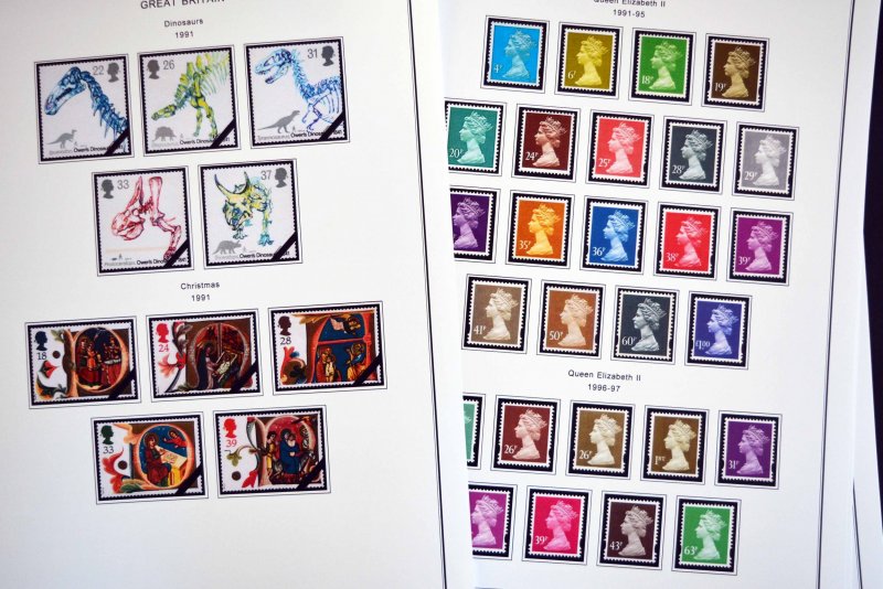 COLOR PRINTED GREAT BRITAIN 1990-1999 STAMP ALBUM PAGES (58 illustrated pages)