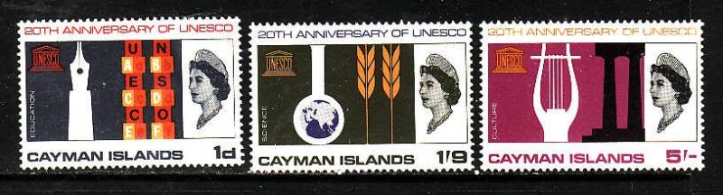 Cayman Is.-Sc#186-8- id3-unused NH set-QEII-UNESCO-Omnibus-1966-