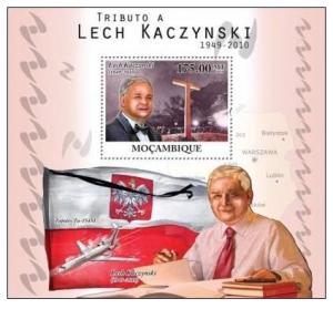 MOZAMBIQUE 2010 SHEET MNH LECH KACZYNSKI FLAG PLANES