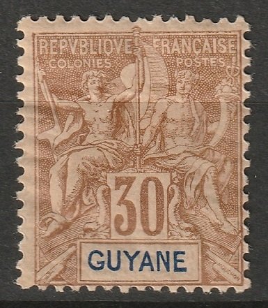 French Guiana 1892 Sc 44 MH* some disturbed gum