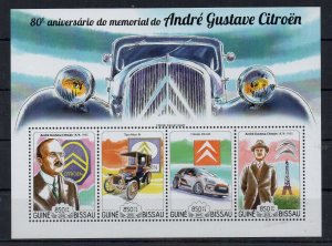 GUINEA-BISSAU - CITROEN - CARS - M/S - 2015 - 4 Stamps -