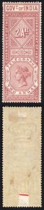 India Telegraph T43 2a Maroon New Design M/M (Hinge remainder) Cat 28 pounds