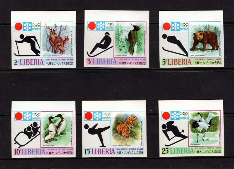 Liberia #577-82 (1972 Winter Olympics) VFMNH imperforate set