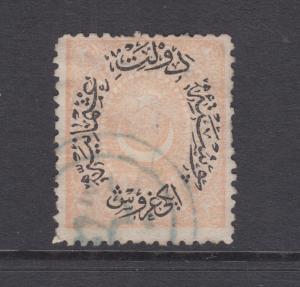 Turkey Sc 65 used 1881 2pi Crescent & Star, partial blue KARAMANIDS cancel