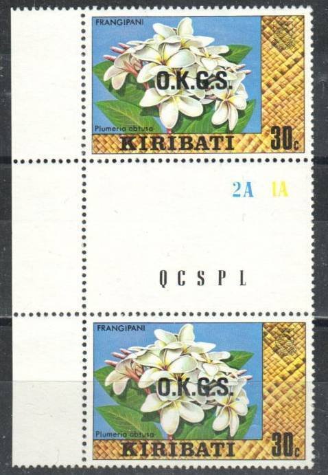 Kiribati Stamp O10a  - Frangipani blossoms