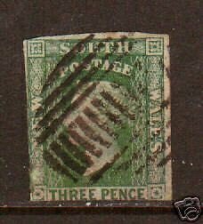 New South Wales Sc 34 used 1856 3p imperf QV     5;7