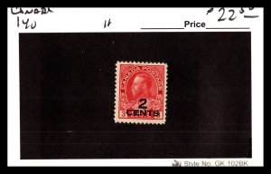 KAPPYSTAMPS - CANADA - SCOTT 140 - MINT HINGED CV $60 VF H32