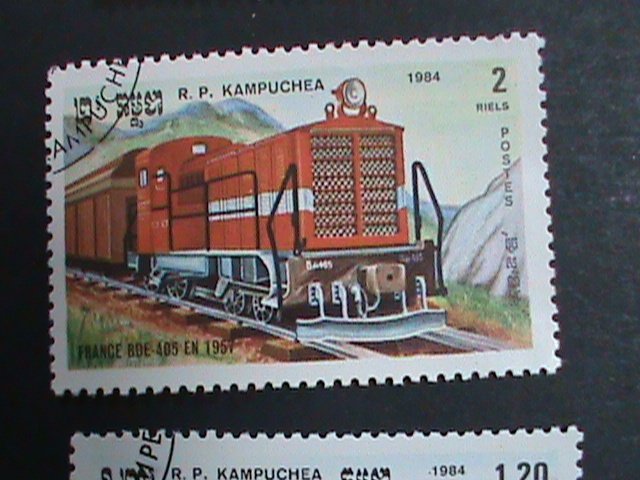 CAMBODIA STAMP 1984 WORLD CLASSIC TRAINS CTO-MNH SET  CTO Mint Not hing