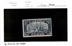 Canada, Postage Stamp, #204 Mint Hinged, 1933 Steamship Royal William (AK) 