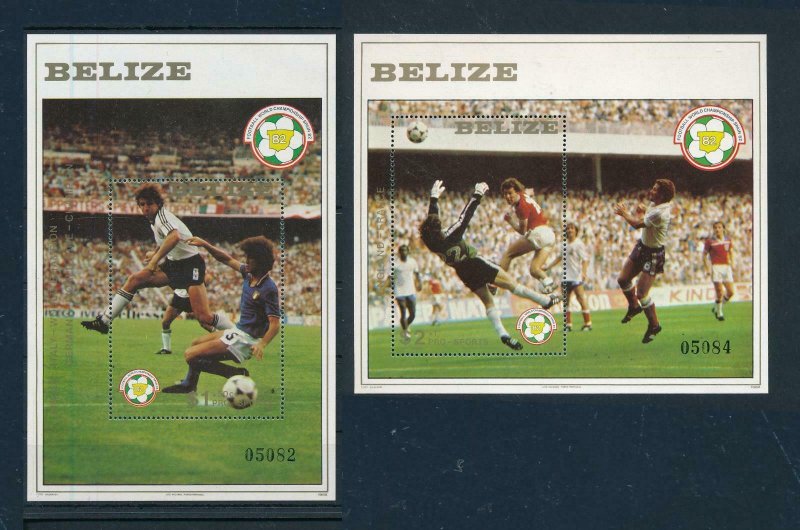 [104860] Belize 1982 World cup soccer football Spain 2 Souvenir Sheets MNH