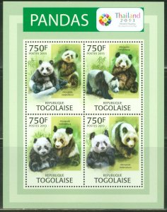 TOGO 2013 PANDAS THAILAND 2013 EXPO  SHEET MINT NH