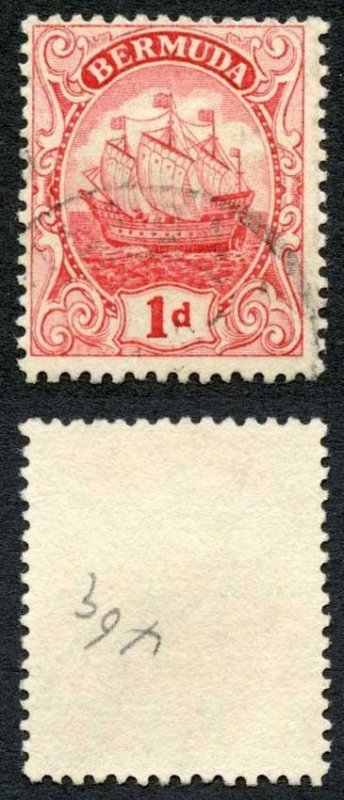 Bermuda SG46x 1d rose-red variety WATERMARK REVERSED Very RARE 