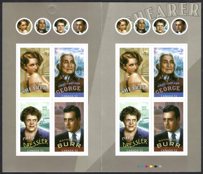 Canada #2280 52¢ Canadians of Hollywood (2008). Four booklets of 8 stamps. MNH