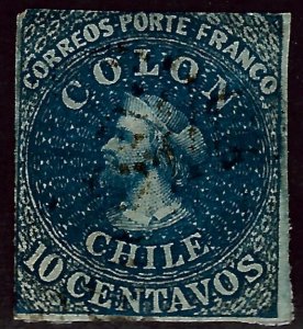 Chile SC#2 Used F-VF corner crease SCV$200.00...Worth a close look!