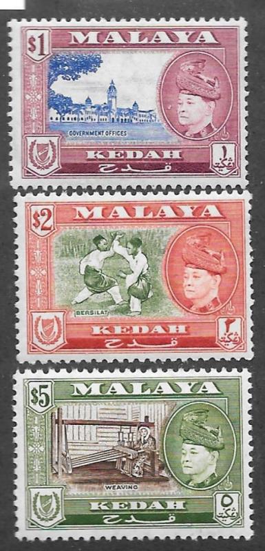 Malaya-Kedah Scott #91-93  Mint NH CV. $96.50