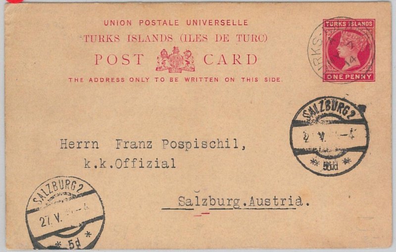 52024 - TURKS ISLANDS - POSTAL HISTORY - STATIONERY CARD to AUSTRIA 1914-