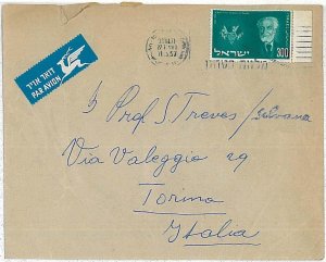 27506 - ISRAEL  - POSTAL HISTORY: AIRMAIL COVER to ITALY 1957- WINE