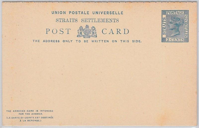 STRAITS SETTLEMENTS - POSTAL STATIONERY CARD : Higgings & Gage # 8 DOUBLE