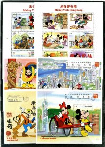 GRENADA 1997 DISNEY MICKEY VISIT HONG KONG 2 SHEETS OF 6 STAMPS & 4 S/S MNH