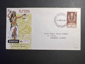 1963 Australia Airmail First Flight Cover FFC Sydney NSW to Papeete Tahiti