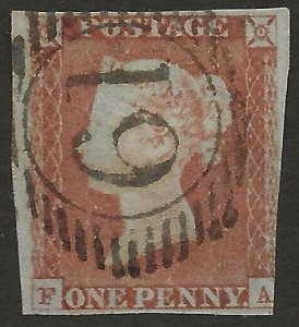 GB Great Britain 1841 QV 1d Red-Brown PO# 61 WILLESDEN Scott #3 SG 8 Fine Used-