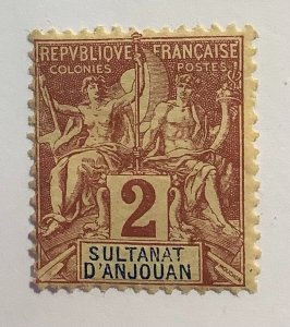 Anjouan 1892 Scott 2 used - 2c,  Navigation and Commerce