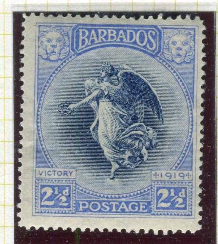 BARBADOS; 1919 early Victory issue Mint hinged 2.5d. value