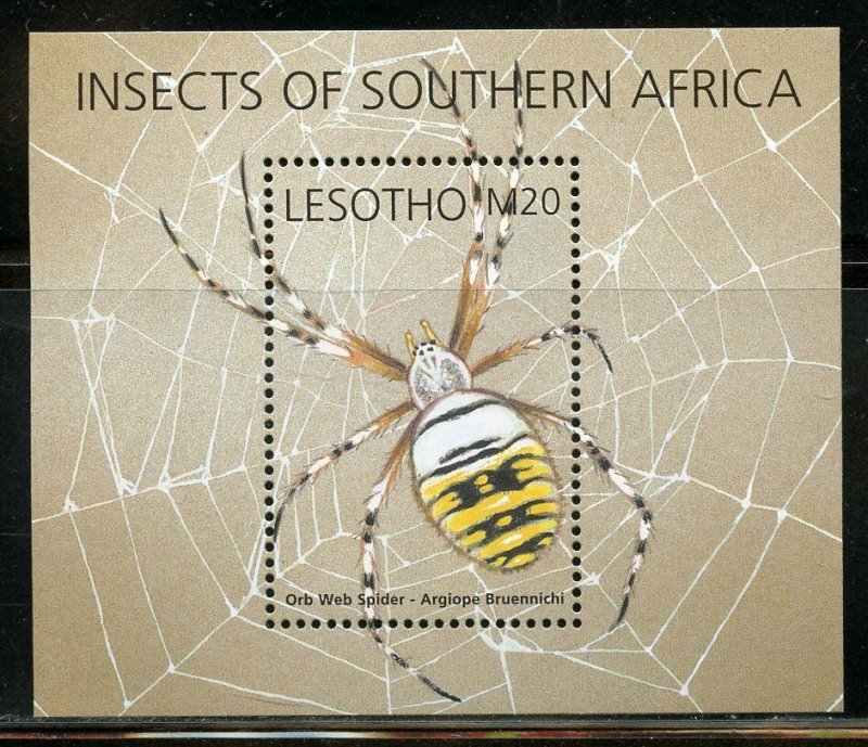 LESOTHO INSECTS OF SOUTHERN AFRICA ORB WEB SPIDER SOUVENIR SHEET  MINT NH  